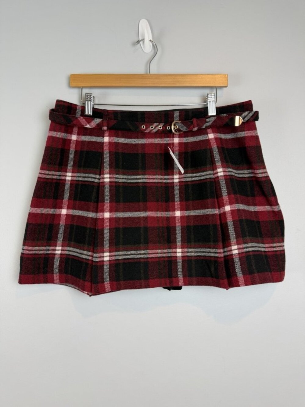 Gap Skirt Women’s Size Tall Large Plaid Red Mini Skort Wool Blend NWT